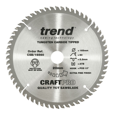 Trend CSB/16560 Wood Saw Blade - 165mm x 60T x 20mm Bore