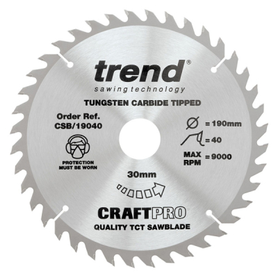 Trend CSB/19040/10 Wood Saw Blades - 190mm x 24T x 30mm Bore (10)