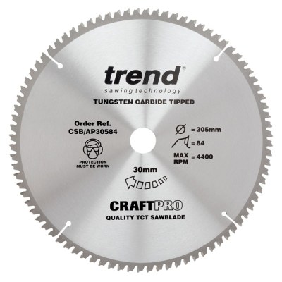 Trend CSB/AP30584 Aluminium / Plastic Saw Blade - 305mm x 84T x 30mm Bore