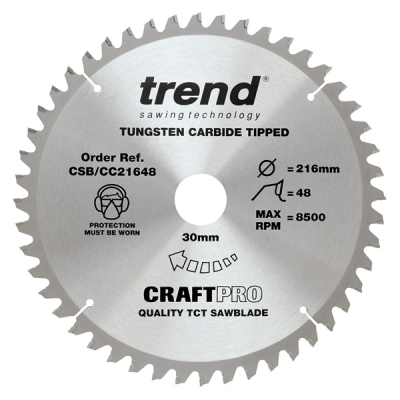 Trend CSB/CC21648 Mitre Cross Cutting Saw Blade - 216mm x 48T x 30mm Bore