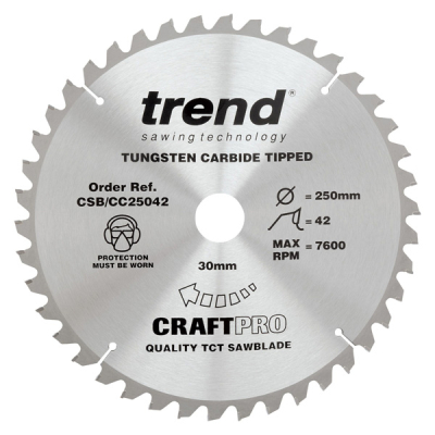 Trend CSB/CC25042 Mitre Cross Cutting Saw Blade - 250mm x 42T x 30mm Bore