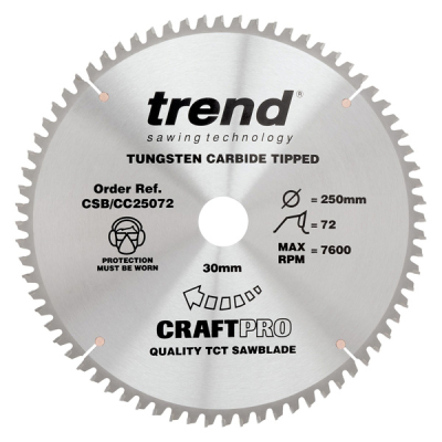 Trend CSB/CC25072 Mitre Cross Cutting Saw Blade - 250mm x 72T x 30mm Bore