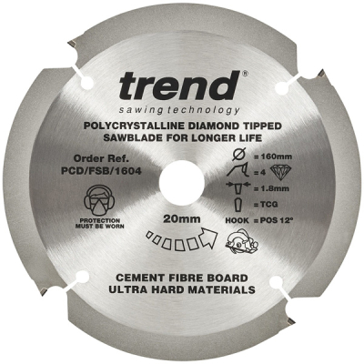 Trend PCD/FSB/1604 PCD Saw Blade - 160mm x 4T x 20mm Bore