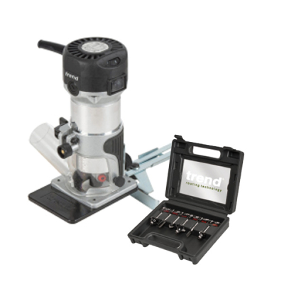 Trend T1ETS T1 Trim Router + 6 Piece Cutter Set