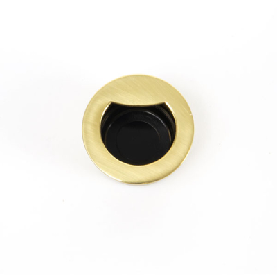 30mm x 22mm Round Flush Pull Handle - Polished Brass