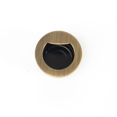 30mm x 22mm Round Flush Pull Handle - Antique Brass
