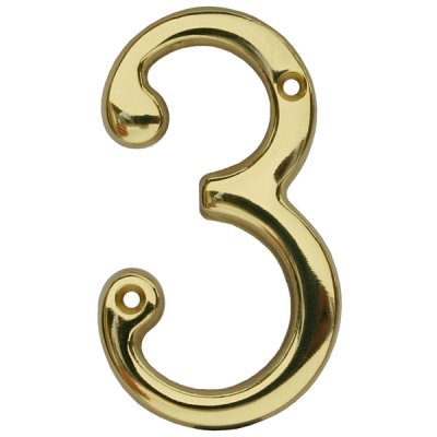 Carlisle Numeral 3 - Polished Brass
