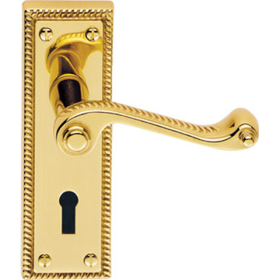 Georgian Lever Lock Handle Set - Polished Brass