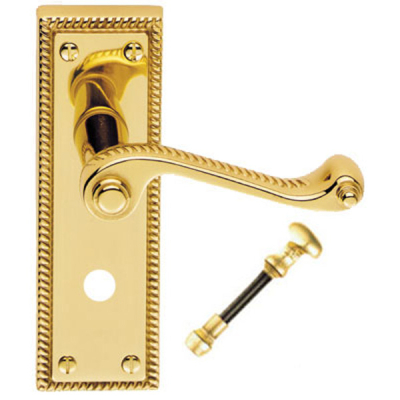 Georgian Lever Bathroom Handle Set - Polished Brass