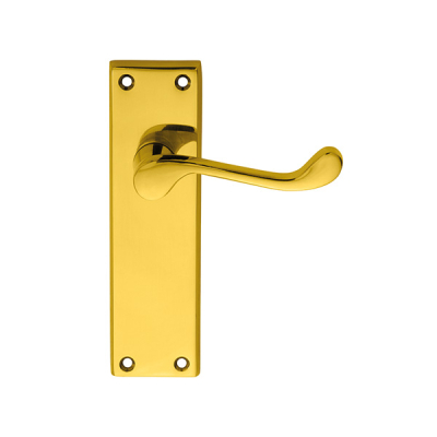 Scroll Lever Latch Handle Set - Polished Brass