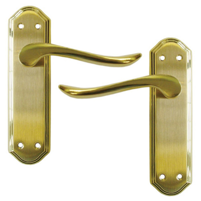 Lincoln Lever Latch Handle Set - Satin Brass/Polished Brass