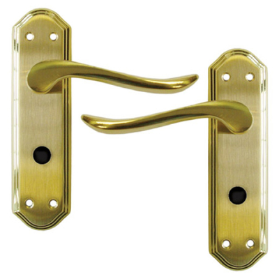 Lincoln Lever Bathroom Handle Set - Satin Brass/Polished Brass