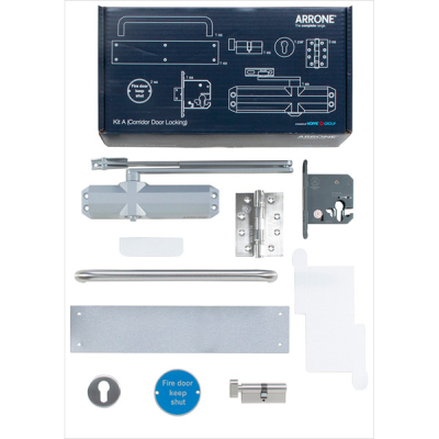 Fire Door Kit Lever Locking - Brass