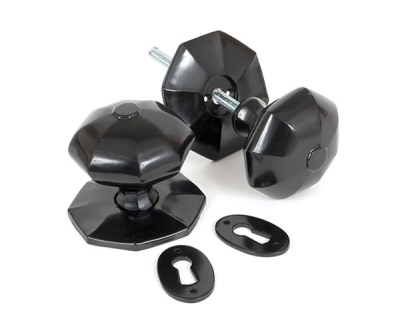 Black Octagonal Mortice/Rim Knob Set