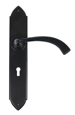 Black Gothic Curved Lever Lock Set