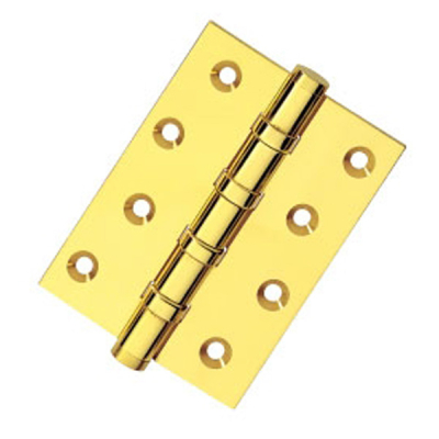 4Inch Solid Brass Ball Bearing Butt Hinge (Pair) - Polished Brass