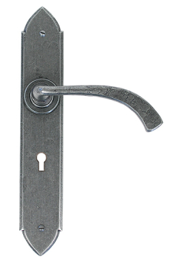 Pewter Patina Gothic Curved Lever Lock Set