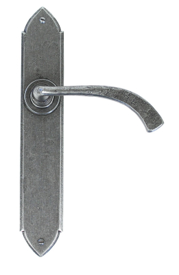 Pewter Patina Gothic Curved Sprung Lever Latch Set