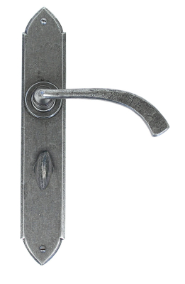 Pewter Patina Gothic Curved Lever Bathroom Set