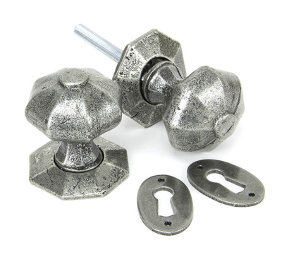 Pewter Patina Octagonal Mortice/Rim Knob Set