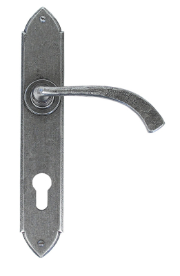 Pewter Patina Gothic Curved Lever Espag. Lock Set