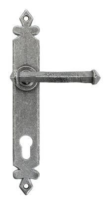 Pewter Patina Tudor Lever Espag. Lock Set