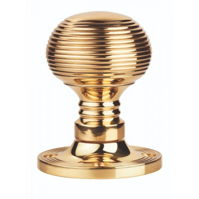 Queen Anne Mortice Knob Set - Polished Brass