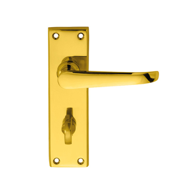 Heavy Duty Victorian Lever Bathroom Handle Set - Polished Brass