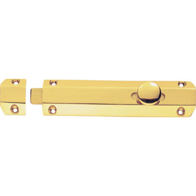 Surface Bolt with 3 Keeps 10Inch - Polished Brass