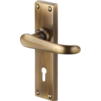 Victorian Lever Lock Handle Set - Antique Brass