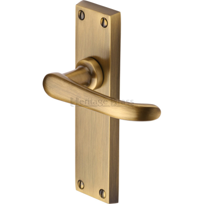 Victorian Lever Latch Handle Set - Antique Brass