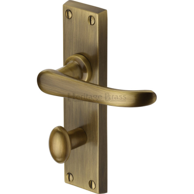 Victorian Lever Bathroom Handle Set - Antique Brass