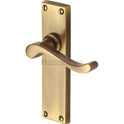 Scroll Lever Latch Handle Set - Antique Brass