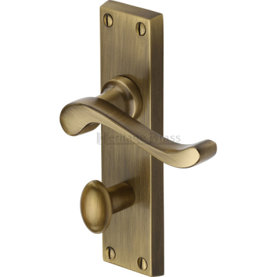 Scroll Lever Bathroom Handle Set - Antique Brass