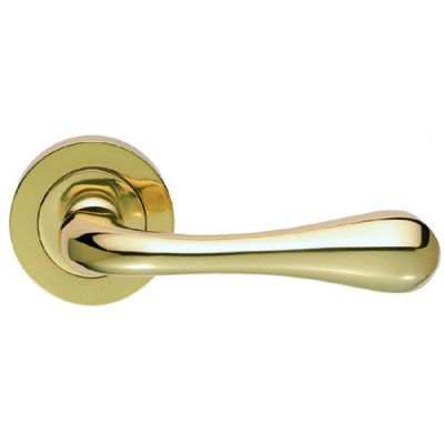 Astro (Stella) Lever Handle on Rose Set - Polished Brass