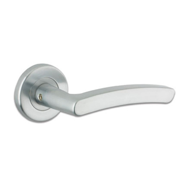 Santiago Lever Handle on Rose Set - Satin Chrome