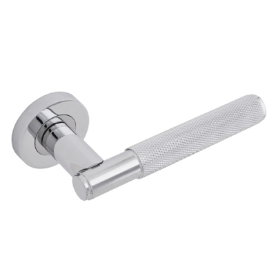 Insignia Knurled Lever Handle on Rose Set - Polished Chrome (Zinc)