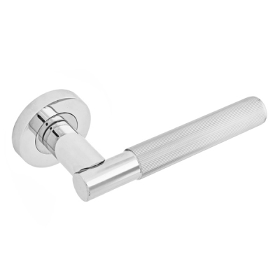 Insignia Linear Knurled Lever Handle on Rose Set - Polished Chrome (Zinc)