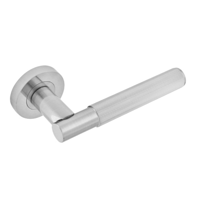 Insignia Linear Knurled Lever Handle on Rose Set - Satin Nickel (Zinc)