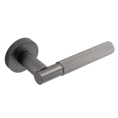 Insignia Linear Knurled Lever Handle on Rose Set - Dark Bronze (Zinc)