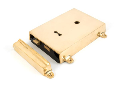 Polished Brass Rim Lock & Cast Iron Cover
