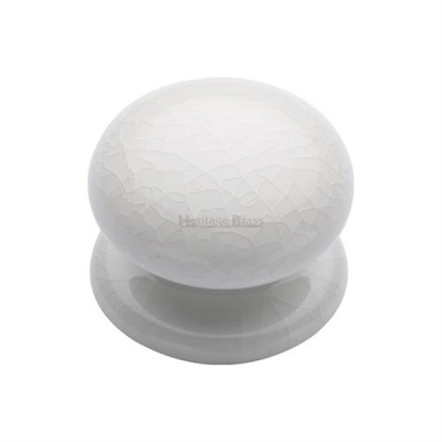 Ceramic Victorian Knob 38mm - White Crackle