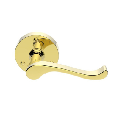 Victorian Scroll Lever on Round Rose - Polished Brass