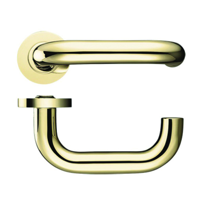 19mm Return To Door Lever On Rose - Polished Brass