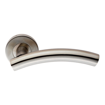 Sprung Curved Lever Handle on Rose - SSS (Grade 304)