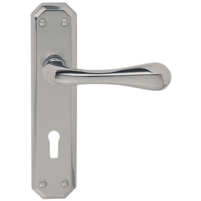 Eden Lever Lock Handle Set - Satin Chrome