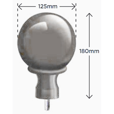 Exitex Aluminium MK2/MK4 Bolt Down Ball Finial 125mm - Mill