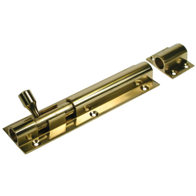 Wide Straight Barrel Bolt 6Inch - Polished Brass