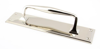 Polished Nickel Art Deco Pull Handle on Backplate