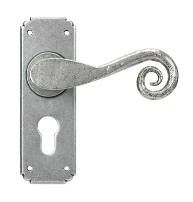 Pewter Patina Monkeytail Lever Euro Lock Set